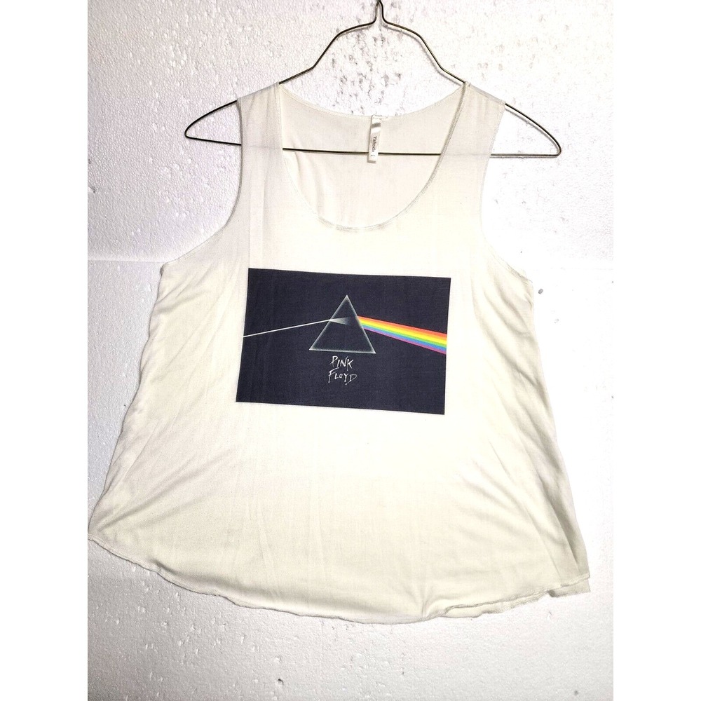 Yahada Top Women White Cream Round Neck  Pink Floyd Rainbow T-Shirt Unknown Size